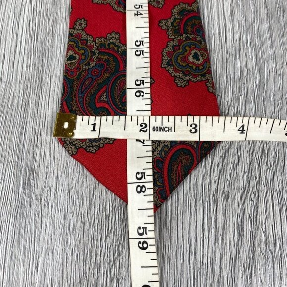 Hanover St. Tie Works Neck Tie Mens 3.5" x 58.5" Red 100% Silk Paisley Design - Picture 4 of 5